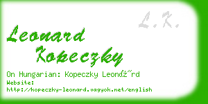 leonard kopeczky business card